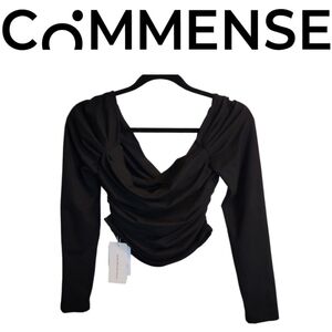 🆕️ Commense Long Sleeve Ruched Side Criss Cross Top